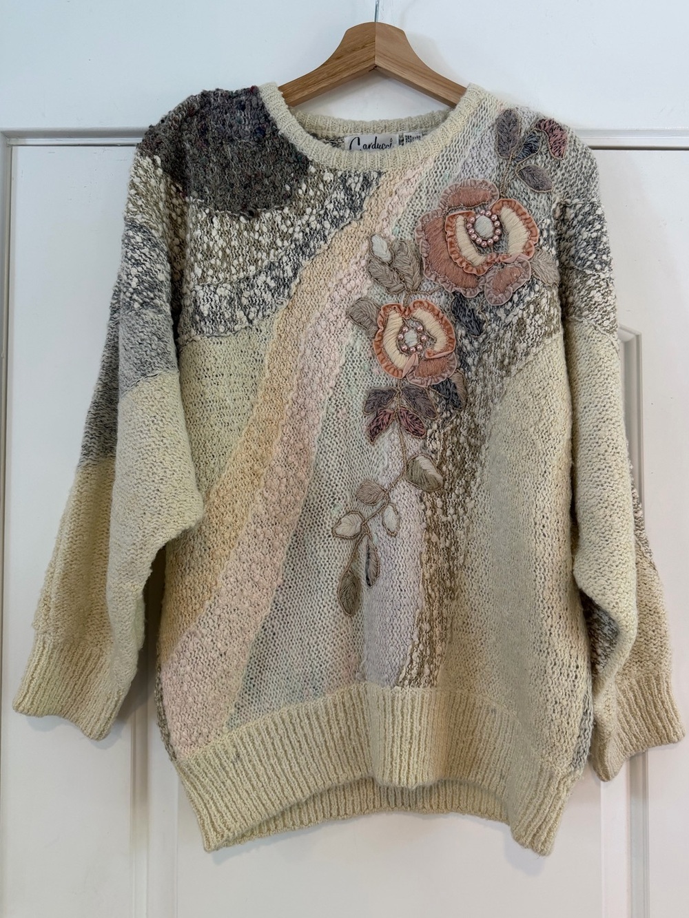 Vintage Carducci Cotton/Acrylic Floral Sweater - M